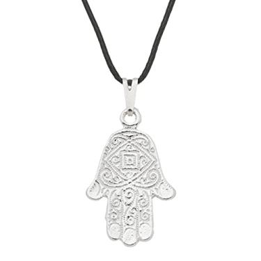 Imagem de Colar Hamsa desenhada 20mm - Sunshine Cristais Cor:Prata