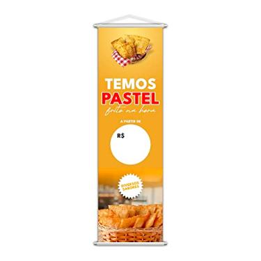 Imagem de Banner Temos Pastel Frito na Hora Preço Lona 100x30cm