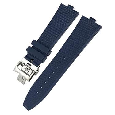Imagem de DFAMIN Pulseira de relógio de liberação rápida de borracha fluoro de 24mm*7mm apto para Vacheron Constantin 5500V 4500V 7900 preto azul relógio masculino pulseira impermeável (cor: