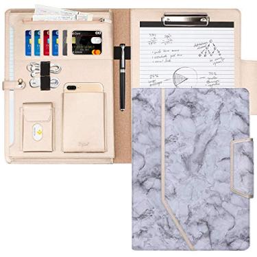 Imagem de Toplive Padfolio – Estojo executivo de negócios com capa para documentos, prancheta tamanho A4, porta-cartões de visita, preto marmorizado