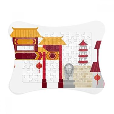 Imagem de Moldura de quebra-cabeça com estampa de leão de pedra da China Architecture