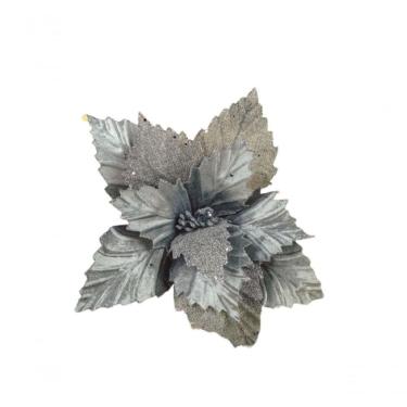 Imagem de Poinsetia Prata De Veludo 35cm - Fl854