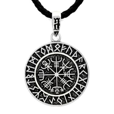 Imagem de Leprato Colar Talismã Viking para homens nórdicos Mjolnir Wolf Compass Valknut Amuleto Pingente Runa Viking Nórdica Joias Presentes, one size, Zinco, Sem Pedra Preciosa
