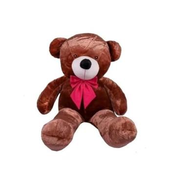 Imagem de Urso Gigante Pelúcia Grande Teddy 1,10 Metros - Laço Personalizado (Mel com Laço Pink)