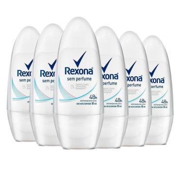 Imagem de Kit Desodorante Roll On Rexona Sem Perfume 50ml - 6 Unidades