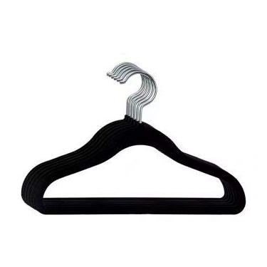 Imagem de CABIDE AVELUDADO INFANTIL SLIM PRETO 10 UND - 20x30cm GH309