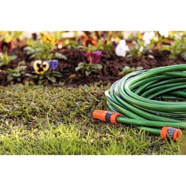 Imagem de Mangueira Flex Para Jardim Verde Com Faixa Preta Em Pvc 4 Camadas 20 M Com Engate Rosquea