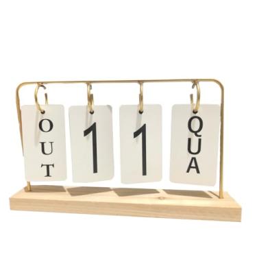 Imagem de Calendário de Mesa Varal Decorativo Wired Casa Madeira Preto