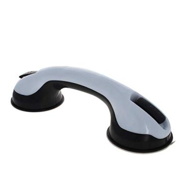 Imagem de Bettomshin 2 peças barra de apoio com ventosa para chuveiro barra de equilíbrio do banheiro suporte de trilho de mão para hotel motel casa preto-branco 280x90x70mm (DxTxH)