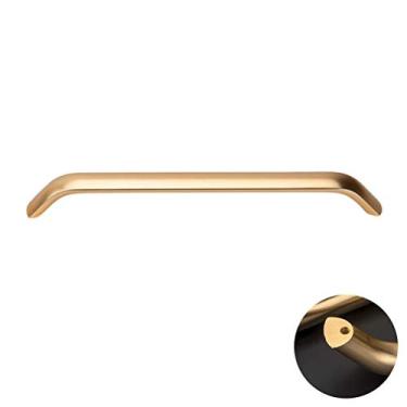 Imagem de Maçaneta de porta de armário de cozinha de liga de alumínio, puxador de móveis dourado arqueado moderno, puxador de gaveta de armário de bar, puxadores de armário de banheiro de armário, com parafuso