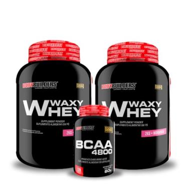 Imagem de Kit 2x Waxy Whey 2kg + BCAA 4800 120 Caps - BODYBUILDERS (Médio, Morango)