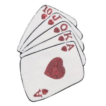 Imagem de A Shirts Apliques de Lantejoulas, Blusas de Algodão Lantejoulas Ferro no Futebol Remendos Lindos Remendos de Roupas Remendo Feito à Mão Remendo Roupas Patch Poker Baralho Mochila