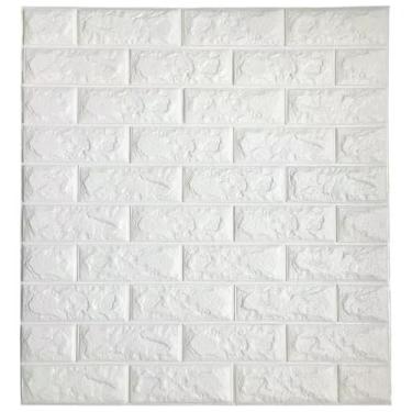 Imagem de Placa Painel 70x77cm 3D De Parede Espuma Tijolo Auto Adesivo Impermeável Lindo Aplique Fácil