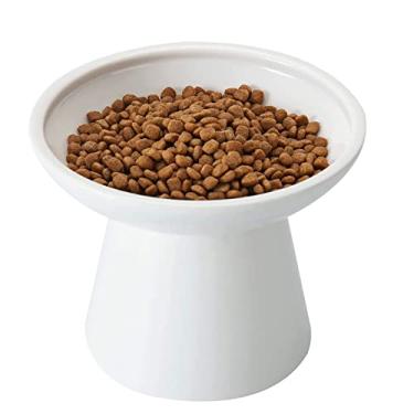 Imagem de Tigelas elevadas extra largas para gatos – Tigela de cerâmica para comida de gato com 15,7 cm, tigela elevada para comida de gato rasa elevada, fatiga de bigode, sem chumbo e cádmio, 12,7 cm boa altura para alimentação de gatos