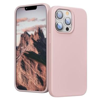 Imagem de PROBIEN Capa de telefone de silicone líquido para iPhone 13 Mini 5,4 polegadas - fina, proteção de tela e câmera, rosa areia