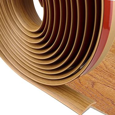 Imagem de Tira de transição de piso autoadesiva para tapete e piso, transições de acabamento de borda, transições de limiar de PVC adequadas para altura de limite inferior a 5 mm (6 metros, grão de madeira marrom claro)