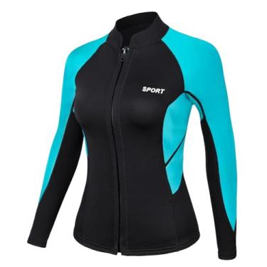 Imagem de DEHAI Jaqueta masculina feminina, neoprene de 2 mm, 3 mm, camisa de manga comprida e colete juvenil com zíper frontal sem mangas, esportes aquáticos para mergulho, natação, esqui aquático, surfe
