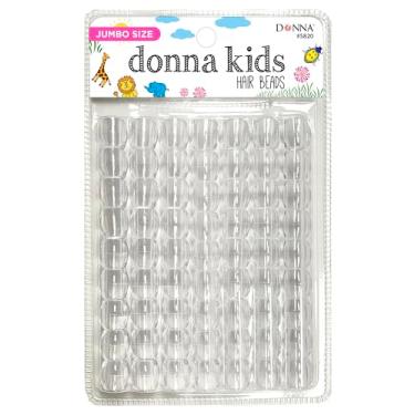 Imagem de Donna Miçangas de pônei jumbo infantis de 15 mm transparentes - Contas de cabelo grandes para tranças, rabos de cavalo e estilo, sensação de borracha macia durável para acessórios de cabelo DIY
