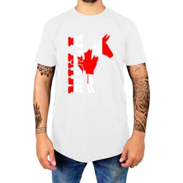 Imagem de Camiseta Masculina Casual Algodão Premium Estampada Gola Redonda Mula Canada (M, Branco)