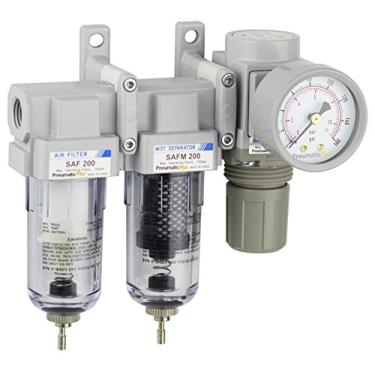 Imagem de PneumaticPlus SAU231-N02G Mini Três Stage sistema de ar de secagem, 1/4" NPT - Particulate Air Filter, filtro coalescente, pressão do ar Regulador Combo - Poly Tigela, Drenagem Manual, Bracket, Medidor