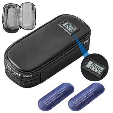 Imagem de Olaismln Estojo de viagem com refrigerador de insulina atualizado, bolsa de viagem para diabéticos para canetas de insulina com visor de termômetro digital, estojo isolado para transporte de