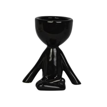 Imagem de Cachepot Vaso Bob Meditando Preto Para Plantas Suculentas