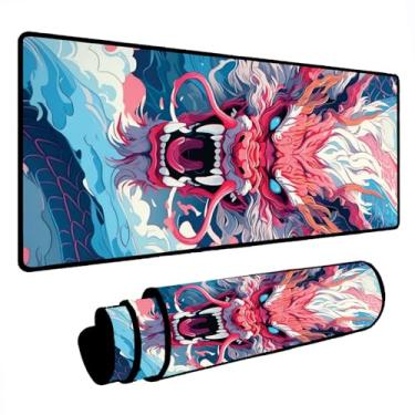 Imagem de Mouse Pad Gamer Deskpad Speed Extra Grande Vários Tamanhos - Dragão de Olhos Azuis (70X35)
