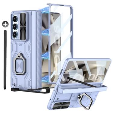 Imagem de DEMCERT Capa para Samsung Galaxy Z Fold 6 com [caneta], proteção de dobradiça integrada [protetor de tela] [suporte de anel] [capa deslizante para câmera] [cordão] capa de corpo inteiro (azul)