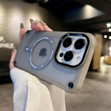 Imagem de Capa magnética luxuosa fosca translúcida à prova de choque para iPhone 114 12 13 15 Pro Max Plus Capa de carregamento sem fio, preta, para iPhone 12 ProMax