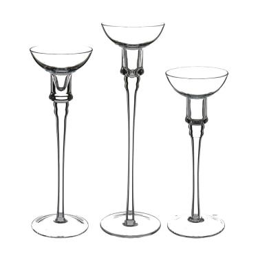 Imagem de Jogo 3 Peças Castiçal Home&Co Eco Crystal Transparente Porta Vela