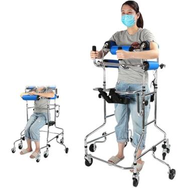 Imagem de Andador Auxiliar Andadores Idosos, Andador Adulto Paralisia Cerebral AVC Estrutura de Pé Andador Auxiliar Deficientes, Assento de Andador de 8 Rodas, Altura Ajustável, Feminino Purposiveness