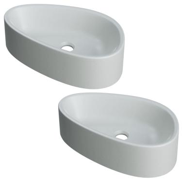 Imagem de Kit 02 Cubas de Apoio Gota Para Banheiro Lavabo C01 BG43W Cinza Matte Fosca  - Lyam