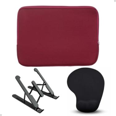 Imagem de Maleta Executiva Masculina Apoiador Notebook Mouse Pad Minimalista (Vinho, 15,6")