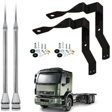 Imagem de 2 Antena Móvel Px Inox 2,70 metros Alongador 60cm Suporte Dianteiro Vo