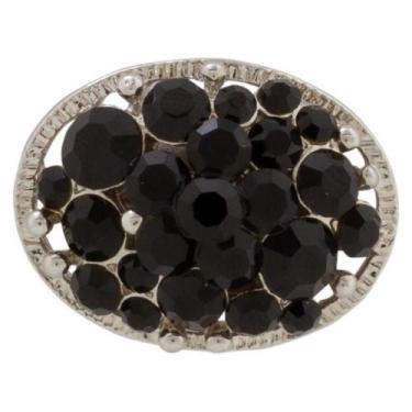 Imagem de Broche Strass Oval BRG15896 - Akasaki, Prateado, Preto
