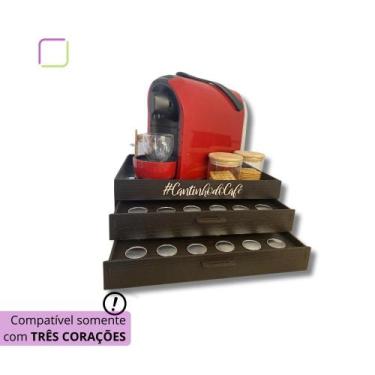 Imagem de Bandeja Espelhada Café Marrom Tabaco 2 Gavetas Porta Capsula Três Cora