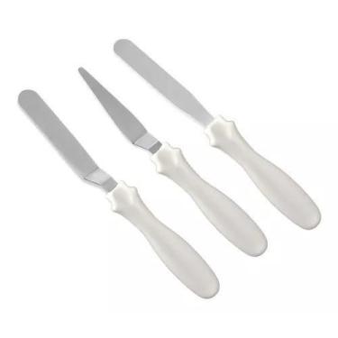 Imagem de Kit 3 Espátulas Confeitar Bolo Torta Decorar Confeiteiro - Dutra Forma