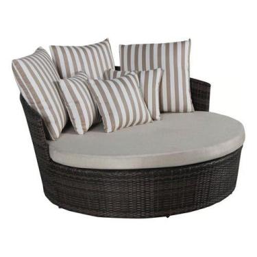 Imagem de Poltrona Sofa Chaise Redondo Almofadas Rattan Jardim Varanda - Norfolk