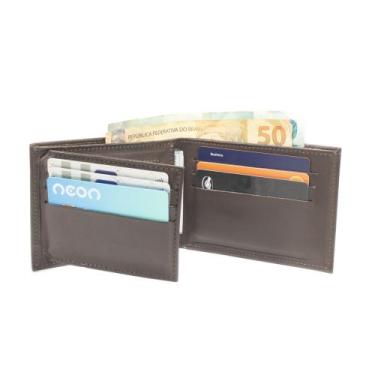 Imagem de Carteira Masculina Slim Luxo Pequena em Couro Notas Cartões Ziper - Pa