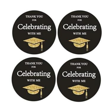 Imagem de Pacote com 50 adesivos de formatura redondos de 5 cm, adesivos de festa de aniversário de formatura, agradecimento, etiquetas de doces para festa de aniversário, festa de formatura