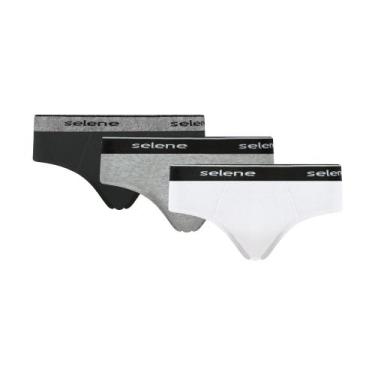 Imagem de Kit 3 Cuecas Adulto Selene Modelo Slip De Algodão Com Elástico De 30 M