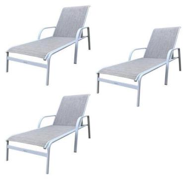 Imagem de Conjunto 3 Espreguiçadeiras Reclináveis em Alumínio e Tela Sling Canne