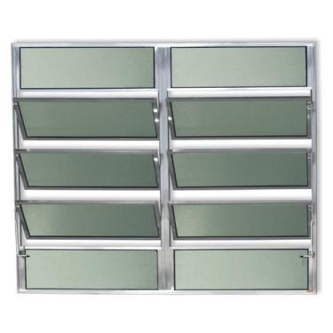 Imagem de Janela Basculante de Alumínio 100x150cm 2 Seções com Vidro Boreal Plus