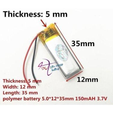 Imagem de Bateria 501235 C/ 150mah 5mmx12mmx35mm 2 Fios 3,7v - - KMIG