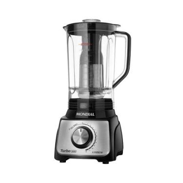Imagem de Liquidificador Turbo Mondial 220V 1100W Preto/Inox - L-1100 BI, Preto,
