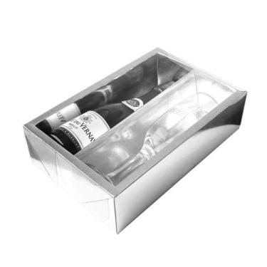 Imagem de Caixa Mini Champanhe e Taça (20,5cm x 13cm x 6cm) Prata 5 unidades Ass