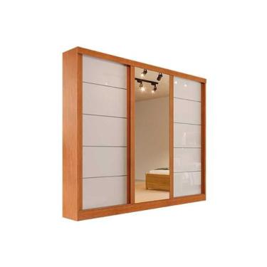 Imagem de Roupeiro Capri 3 Portas C/Espelho - Bianchi, Nature / Off White