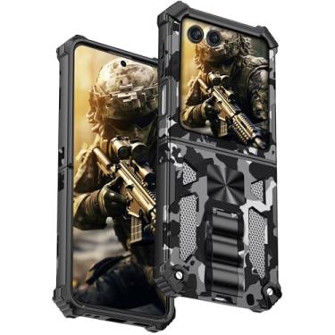 Imagem de Fofvccv Capa camuflada para Motorola Razr 2025 / Razr 2024 com suporte para homens, proteção à prova de choque de grau militar camuflada para Moto Razr 2025/2024 MC preta