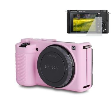Imagem de Pocoukate Capa para câmera Sony ZV-E10 Vlog, capa protetora de silicone macio com protetor de tela ZVE10, acessórios para câmera Sony Alpha ZVE10 / ILCZV-E10L - Rosa