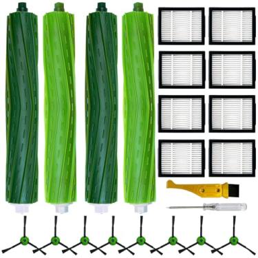 Imagem de Pacote com 18 peças de reposição para aspirador de pó iRobot Roomba i3 i3+ i4 i6 i6+ i7 i7+ i8 i8+/Plus E5 E6 E7 J7 I E &J Series, 2 conjuntos de escovas de borracha multisuperfícies 8 filtros 8